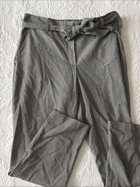 Checked Black & White Chinos with Self-Tie Waist